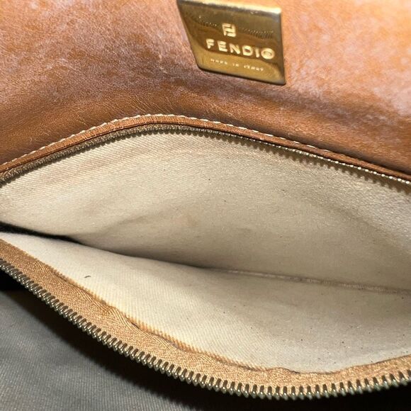 Fendi Vintage RARE Brown Checkered Box Short Handle Tote - Picture 14 of 16